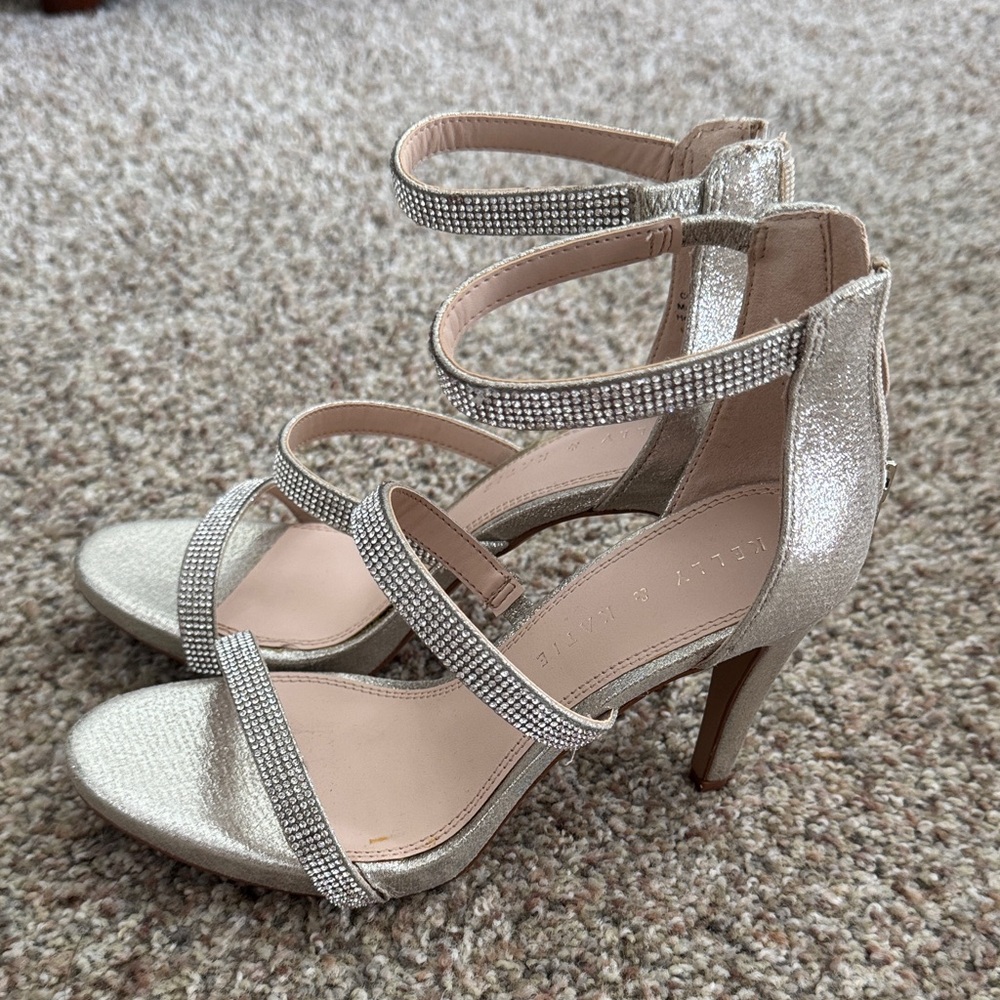 Kelly @ Katie Elegant Silver Strappy Heels